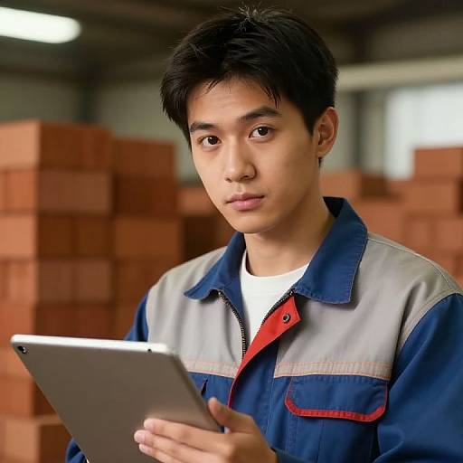 90s Style Logistics Worker Portrait