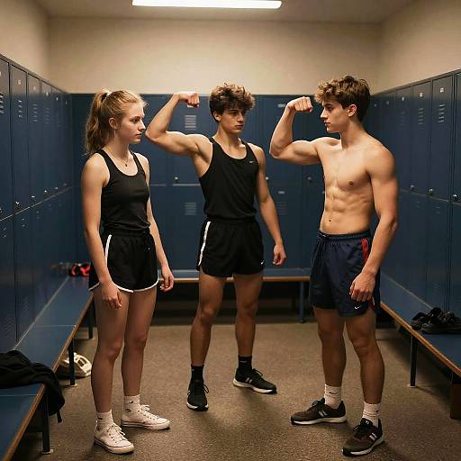 Teen Bodybuilders Showing Strength and Camaraderie