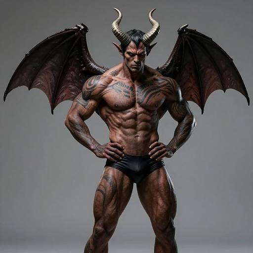 Muscular Demon in Black Speedo