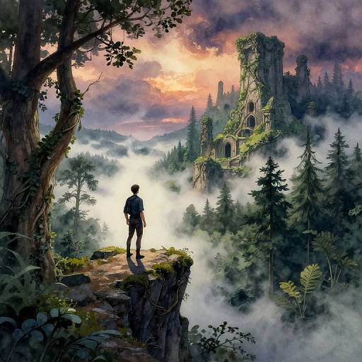 Enchanting Naturans on Misty Cliff