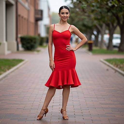 Woman in Red Rumba Dress