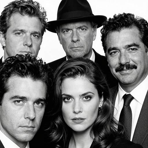 Black-and-White Serious Group Portrait