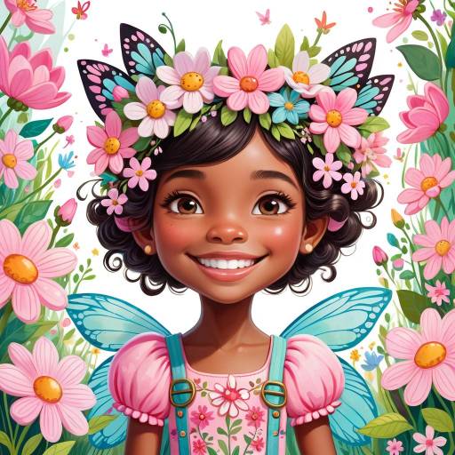 Whimsical Child with Fairies in Bloom Whimsical Child with Fairies in Bloom