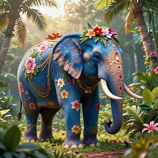 Surreal Majestic Blue Elephant Art