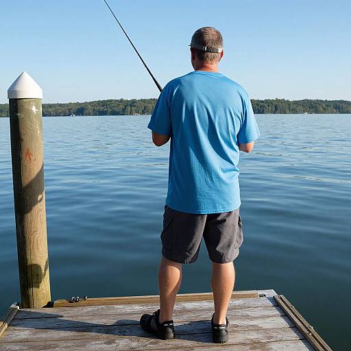 Man Fishing on Dock