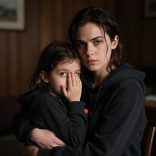 Intense Portrait of a Woman and Girl