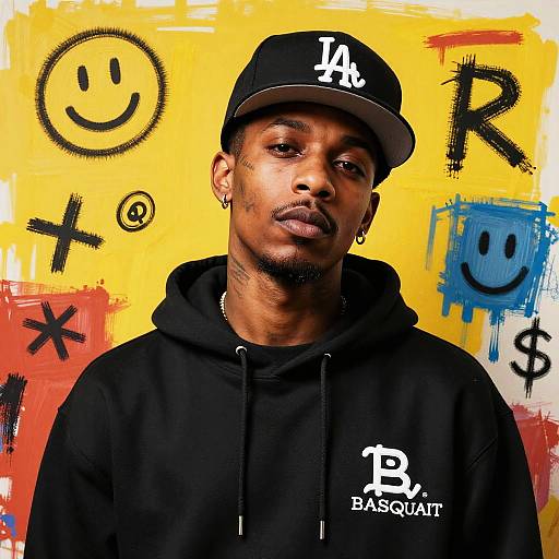 Hip-Hop Artist Portrait in Basquiat Style