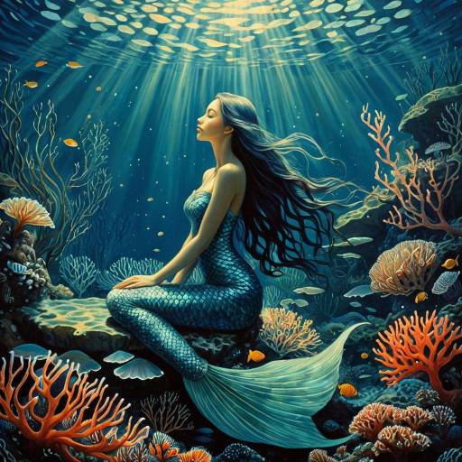 Dreamy Mermaid in Enchanted Coral Reef