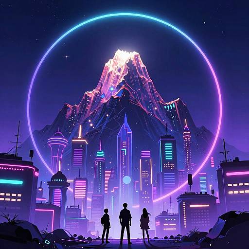 Neon Fantasy Cityscape at Night