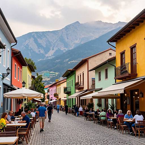 Vibrant Cobblestone Street Scene