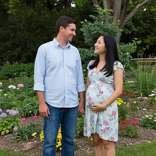 Smiling Couple in Vibrant Garden