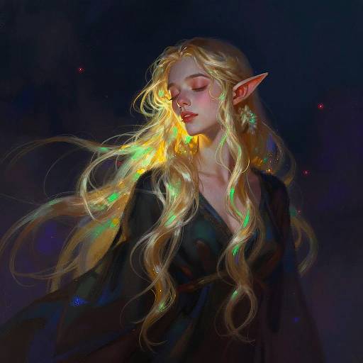 Ethereal Blonde Elf Woman Portrait