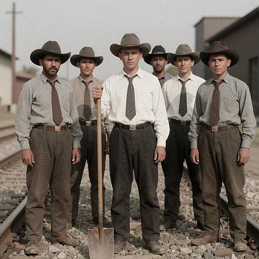 Early 20th-Century Railroad Track Crew Portrait