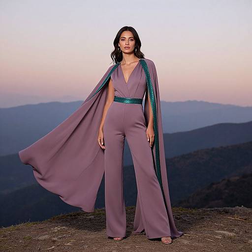 Elegant Woman on Mountain Overlook