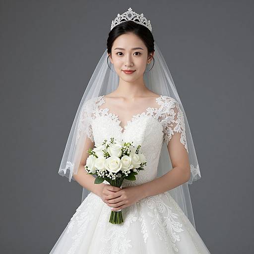 Bride in Stag Costume with Crown