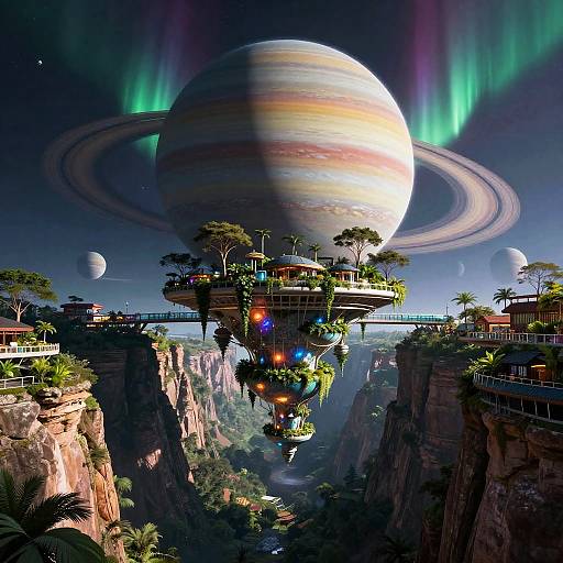 Bioluminescent Hanging Canyon Metropolis