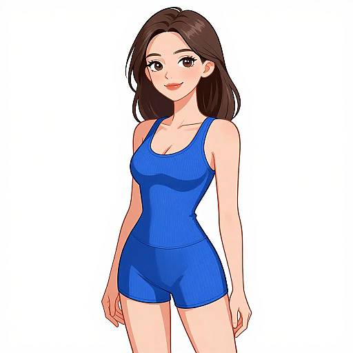 Smiling Woman in Cobalt Blue Bodysuit