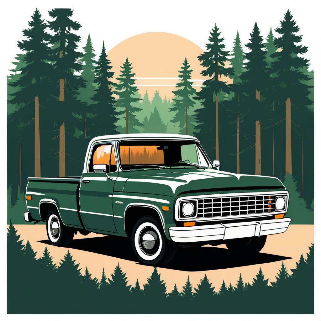 Classic Pickup Truck in Forest Design