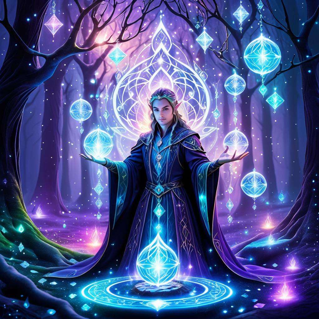 Enchanted Elven Mage Spellcasting Scene