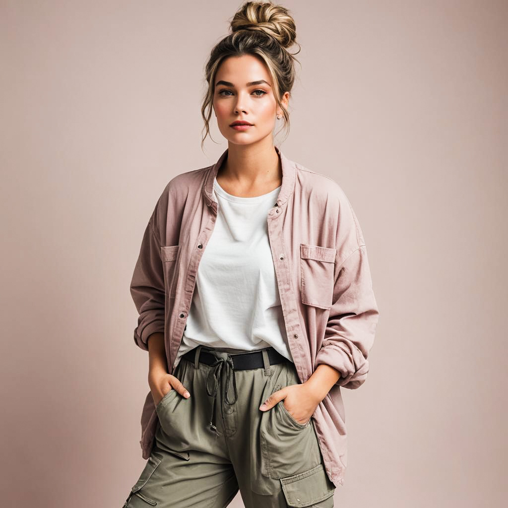 Chic Artist In Cargo Pants Photoshoot