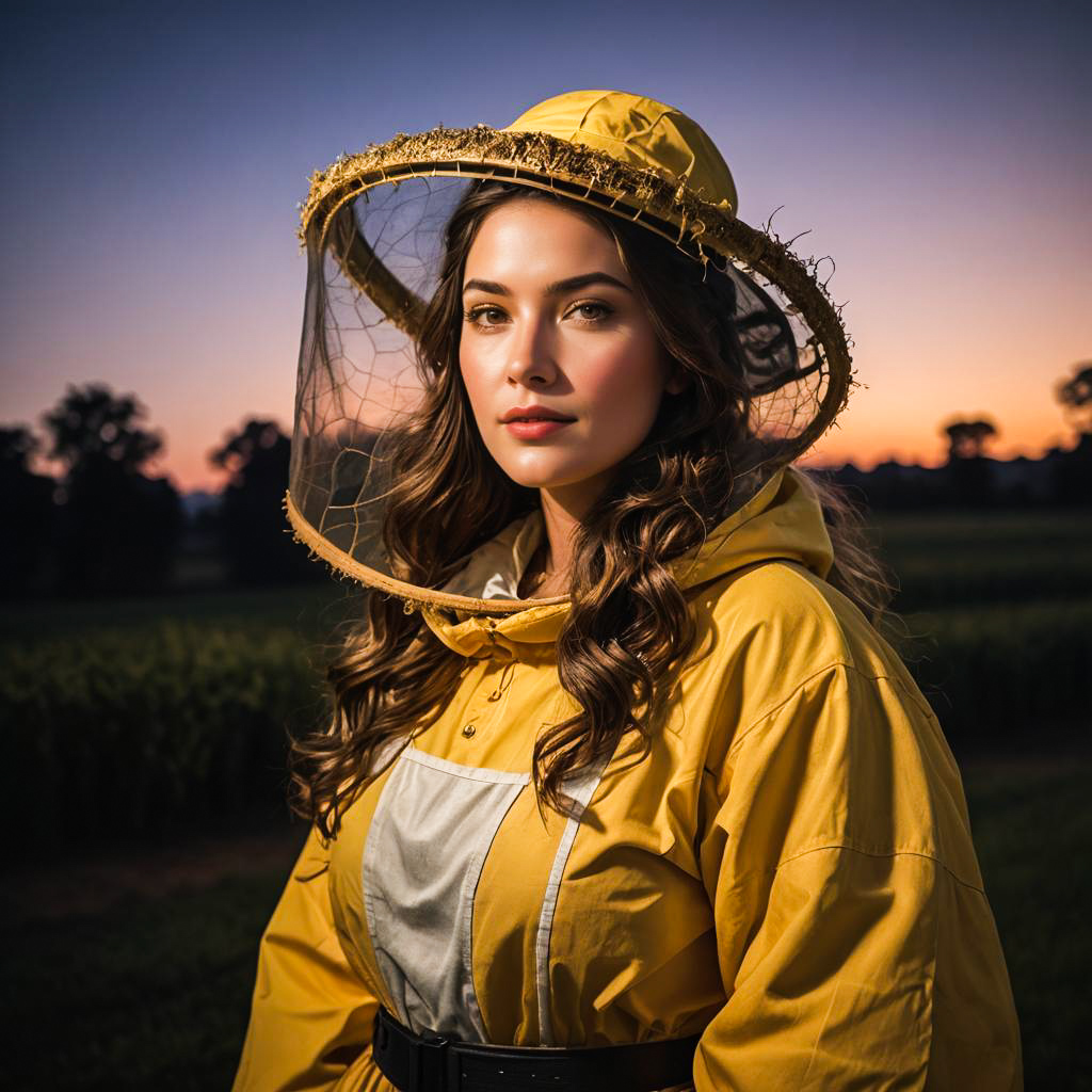 Proud Honey Harvester in Beekeeper's Outfit