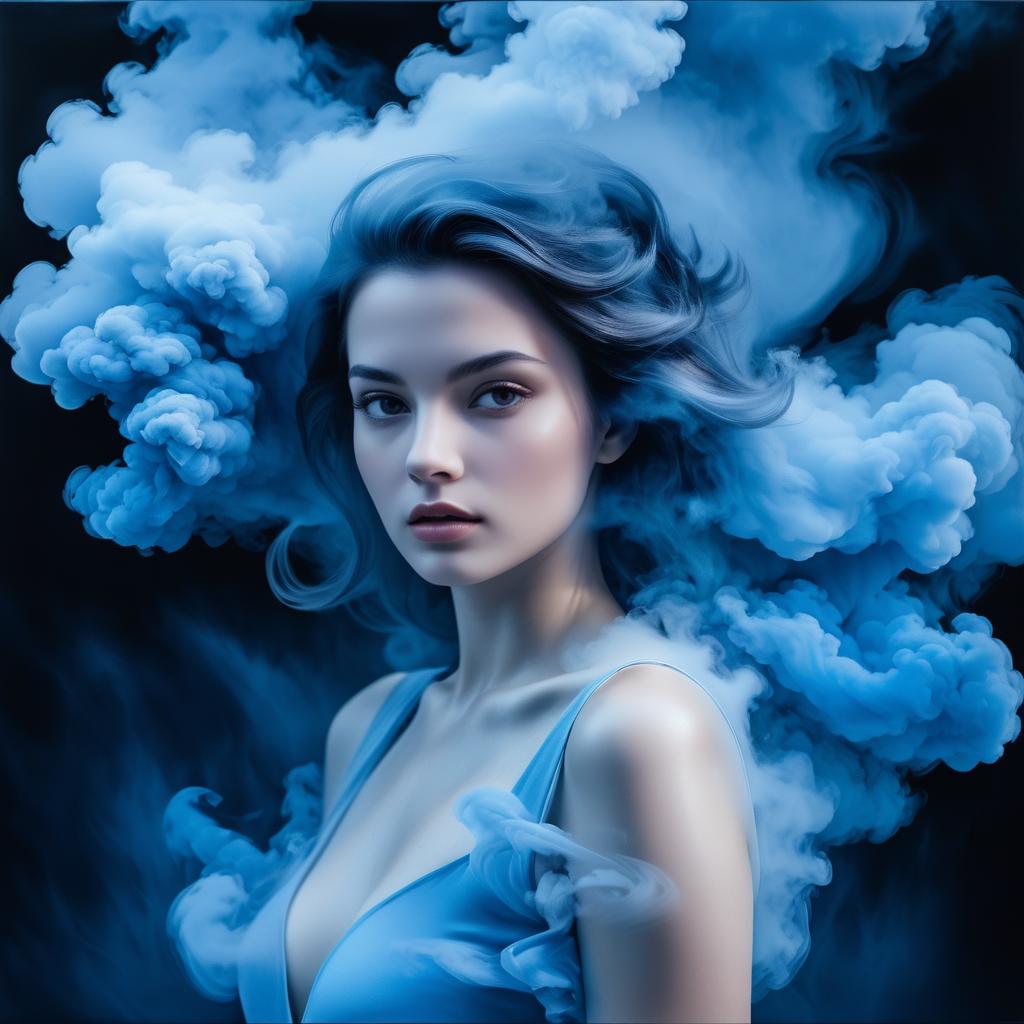 Seductive Portrait in Smoky Blue Hues