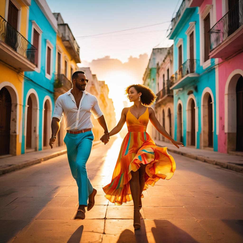 Vibrant Salsa Dance at Sunset in Havana