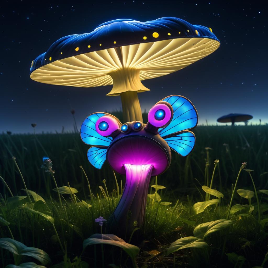 Surreal Ozymandias Mushroom and Butterfly Scene