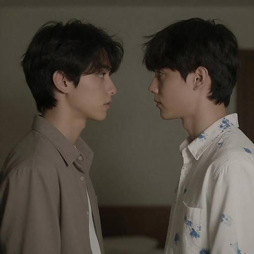 Intense Close Gaze Between Men