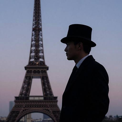 Silhouetted Gentleman by Eiffel Tower
