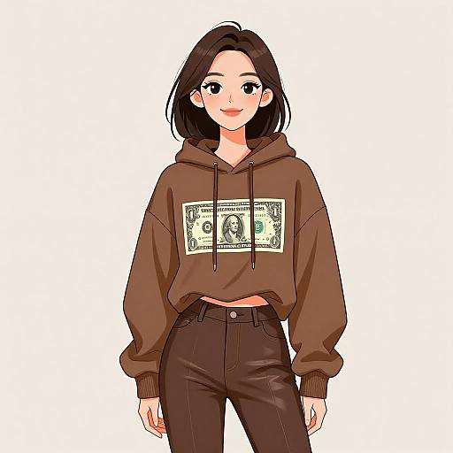 Woman in Brown Hoodie and Faux Leather Pants