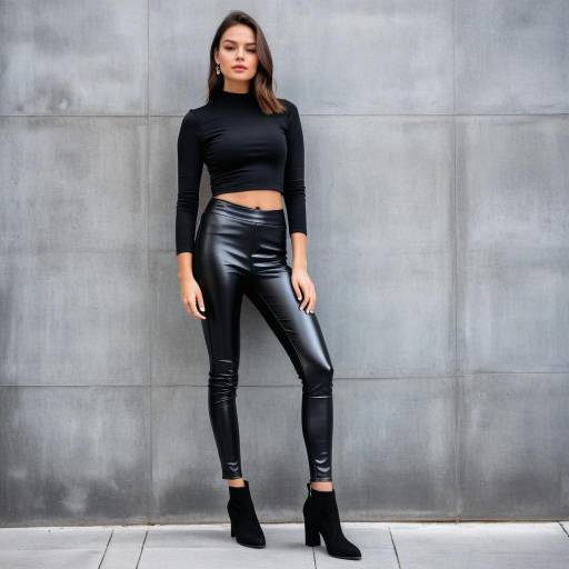 Stylish Woman in Black Leather Pants