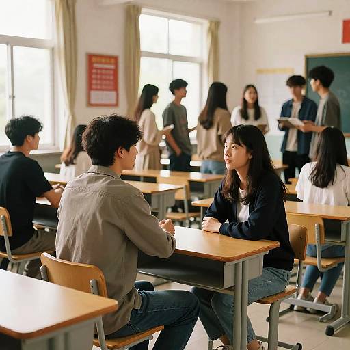 Warm Classroom Conversation with Natural Light