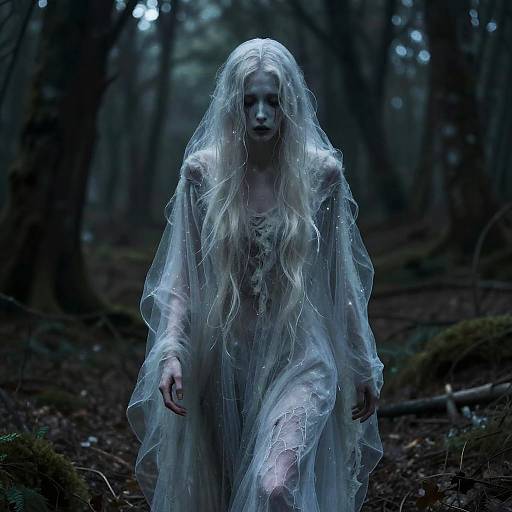 Mournful Wraith in Haunted Forest