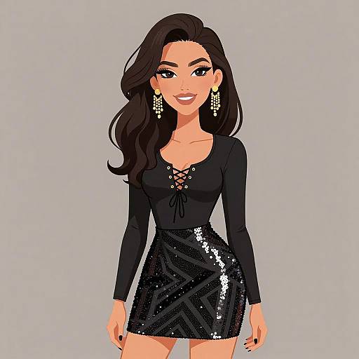 Glam Rock Woman with Stylish Outfit