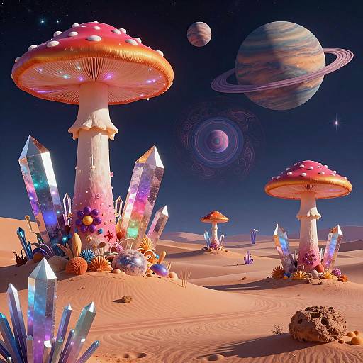 Psychedelic Alien Landscape Collage