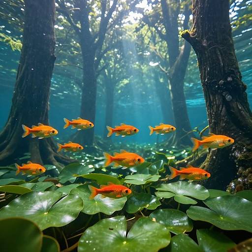 Inverted Underwater Forest with Fish