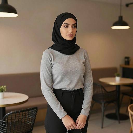 Portrait of Woman in Modern Café