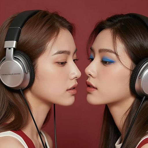 Intimate 90s Closeup with Retro Headphones