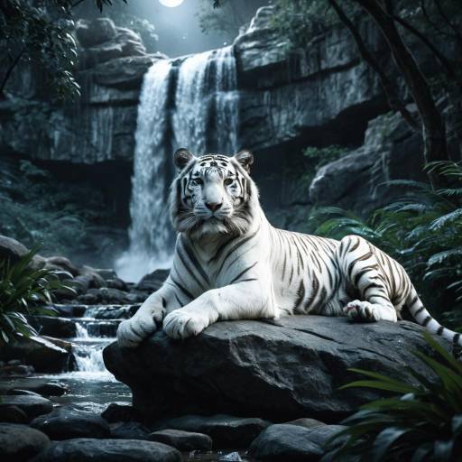 Regal White Tiger in Enchanted Forest