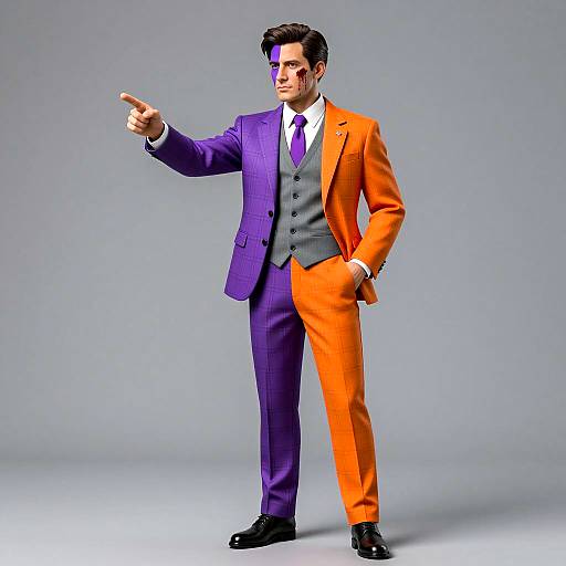 Bizarre Two-Faced Statue in Plaid