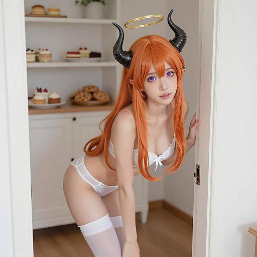 Seductive Woman with Horns and Halo