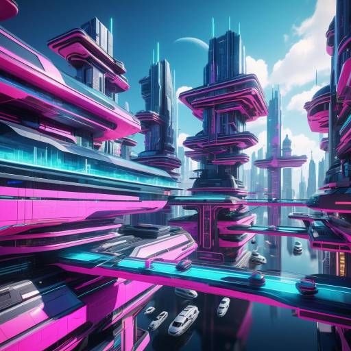 Futuristic Metropolis with Neon Architecture