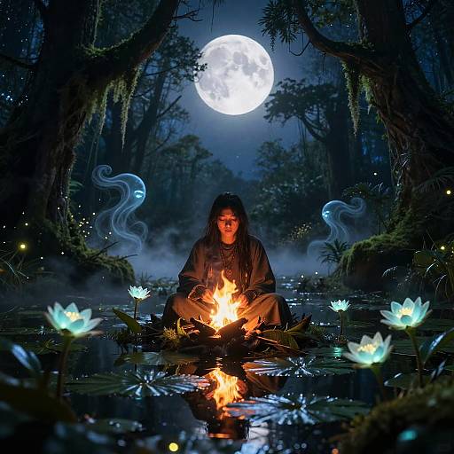 Mythical Twilight Swamp Shaman Scene