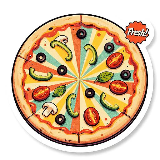 Retro Diner Pizza Badge Sticker