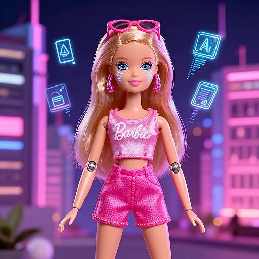 Barbie AI Android in Futuristic City
