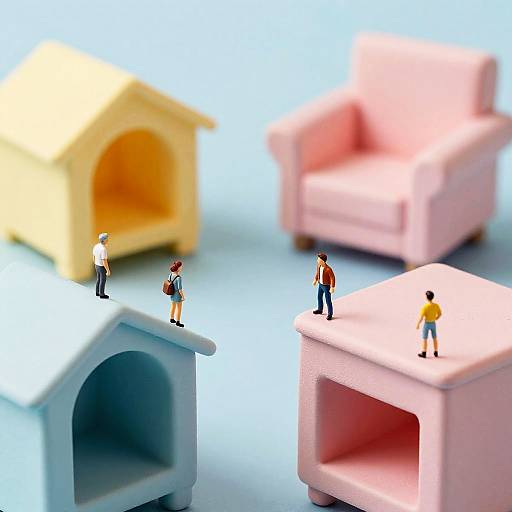 Surreal Playful Scene with Tiny Characters