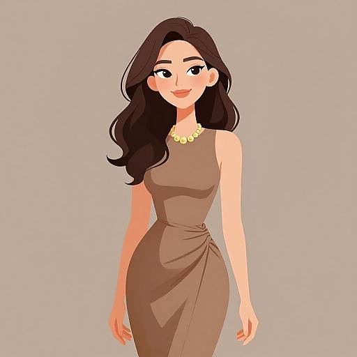 Chic Smiling Woman in Earthy Dress