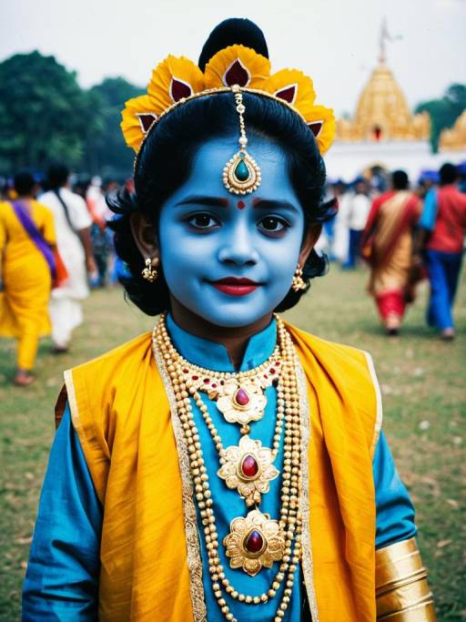 Child in Krishna Costume at Festival