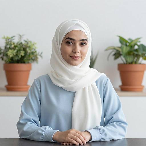 Young Woman in White Hijab Portrait